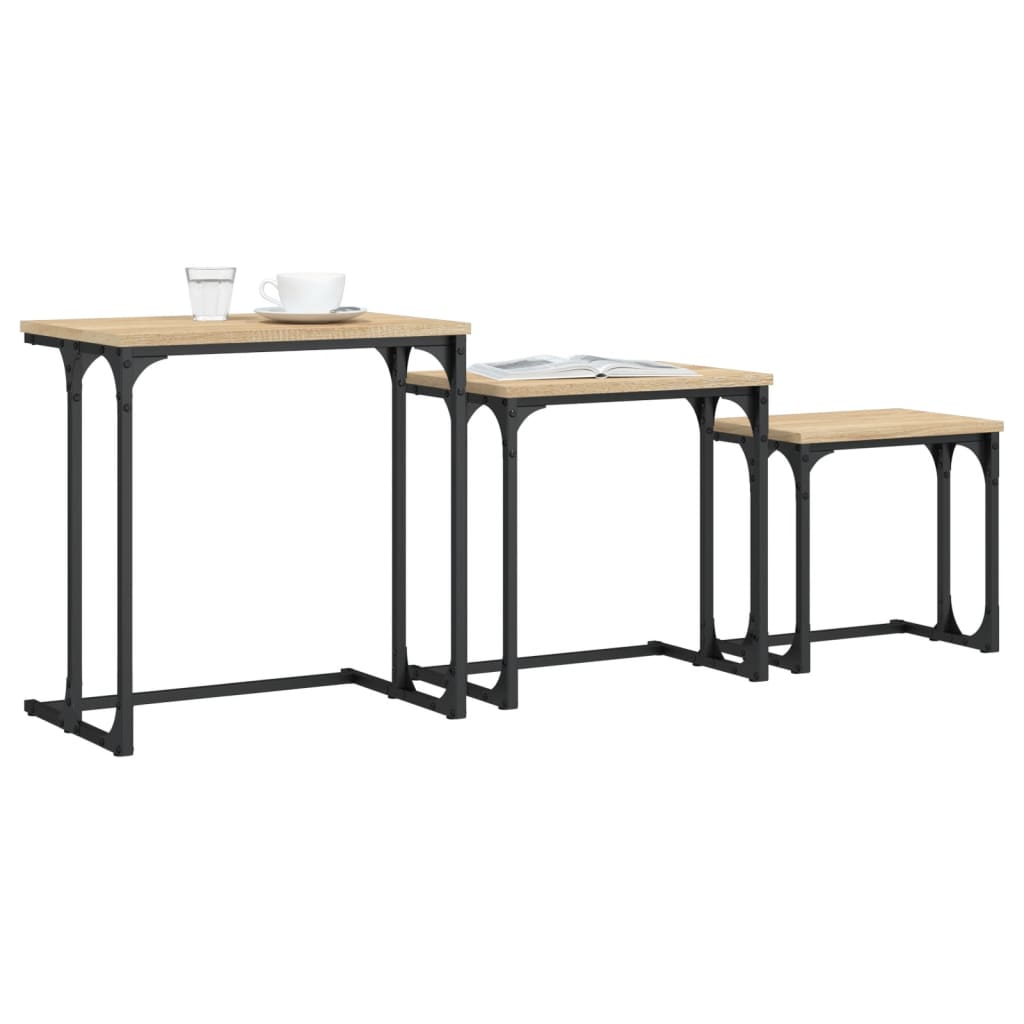 Tables basses gigognes 3 pcs chêne sonoma bois d'ingénierie - XIOS