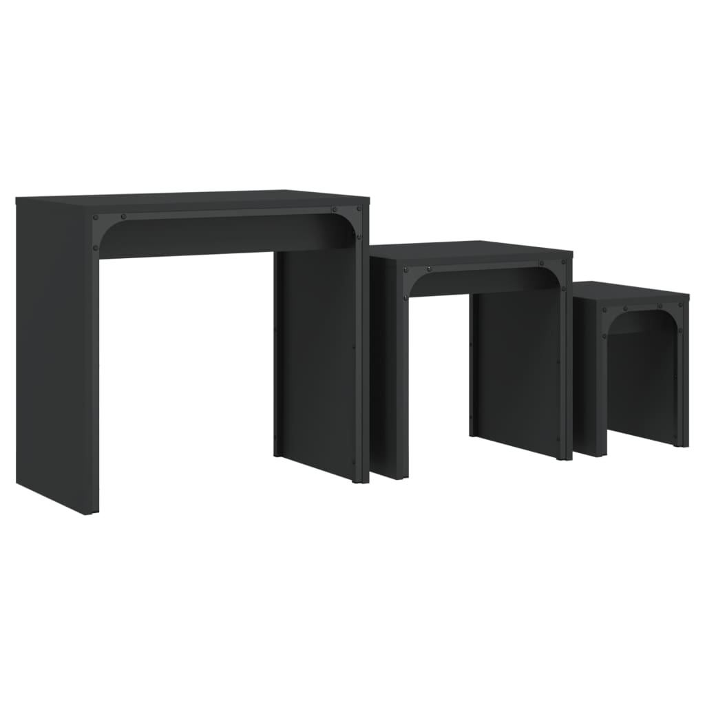 Tables basses gigognes 3 pcs noir bois d'ingénierie - XIOS