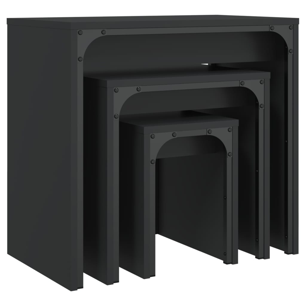Tables basses gigognes 3 pcs noir bois d'ingénierie - XIOS