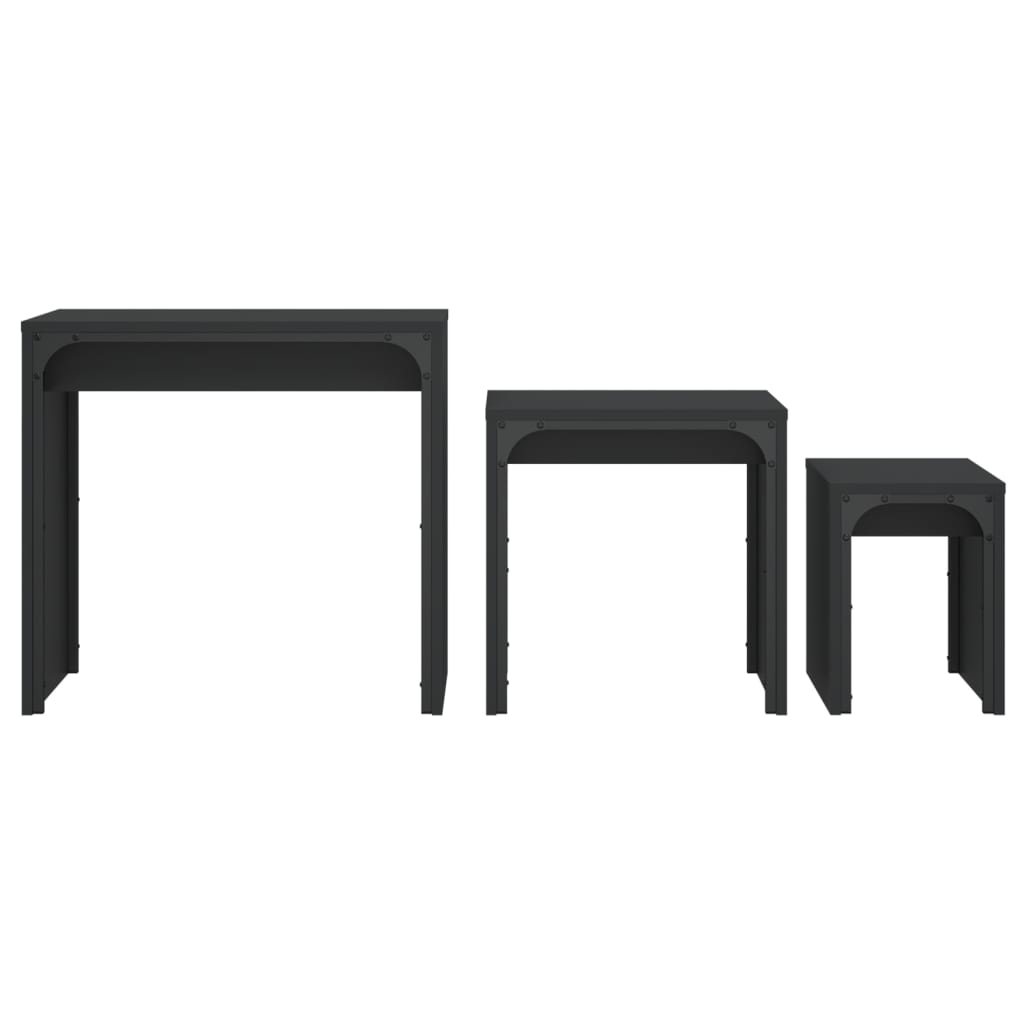 Tables basses gigognes 3 pcs noir bois d'ingénierie - XIOS