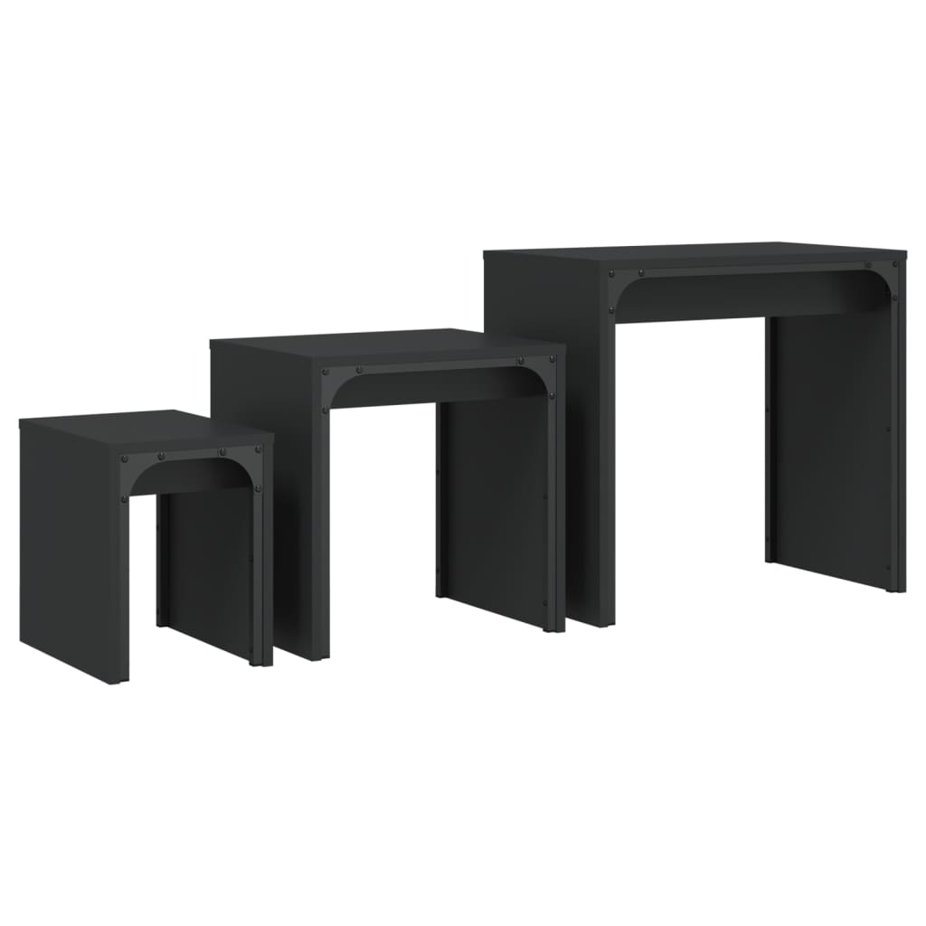 Tables basses gigognes 3 pcs noir bois d'ingénierie - XIOS