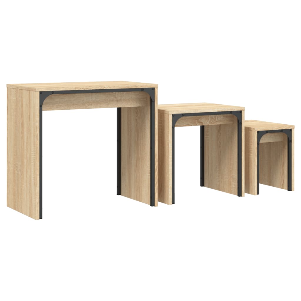 Tables basses gigognes 3 pcs chêne sonoma bois d'ingénierie - XIOS