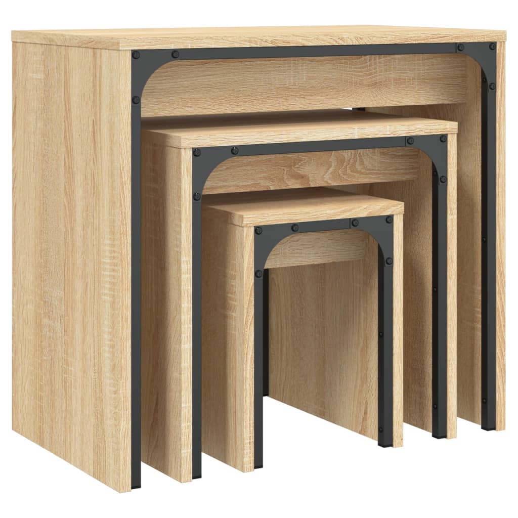 Tables basses gigognes 3 pcs chêne sonoma bois d'ingénierie - XIOS