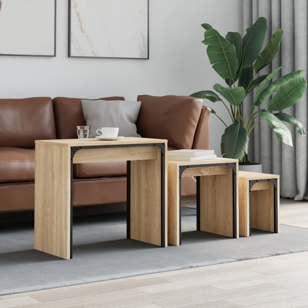 Tables basses gigognes 3 pcs chêne sonoma bois d'ingénierie - XIOS