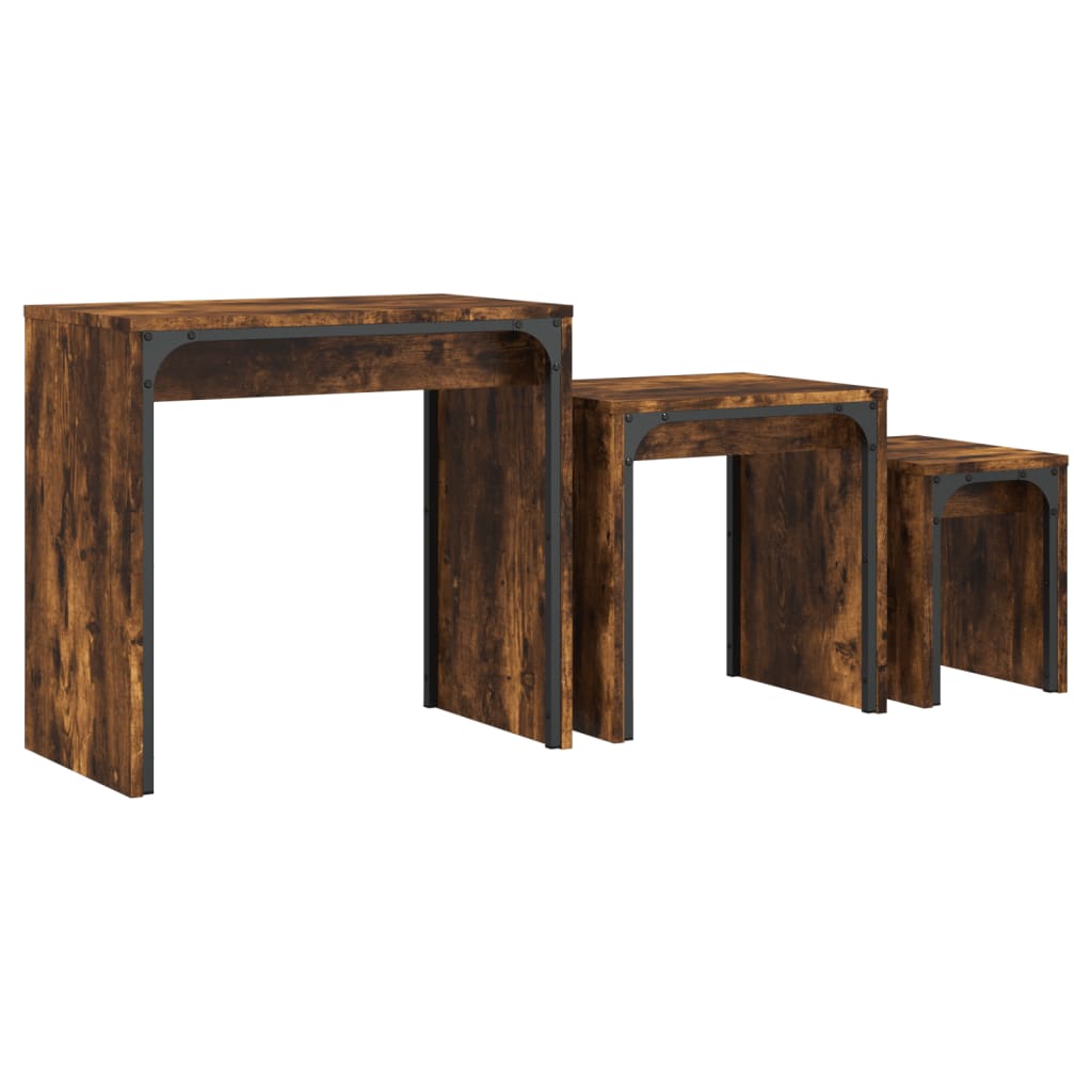 Tables basses gigognes 3 pcs chêne fumé bois d'ingénierie - XIOS
