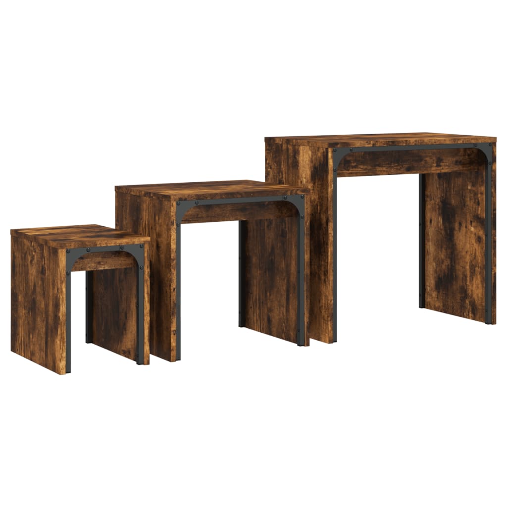 Tables basses gigognes 3 pcs chêne fumé bois d'ingénierie - XIOS