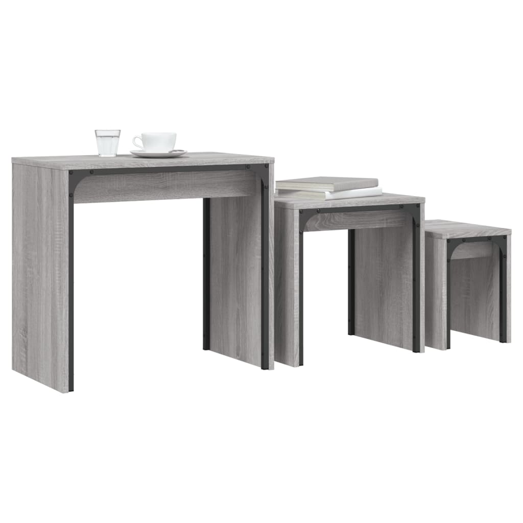 Tables basses gigognes 3 pcs sonoma gris bois d'ingénierie - XIOS