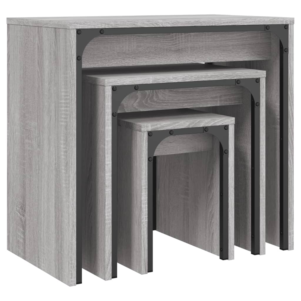 Tables basses gigognes 3 pcs sonoma gris bois d'ingénierie - XIOS