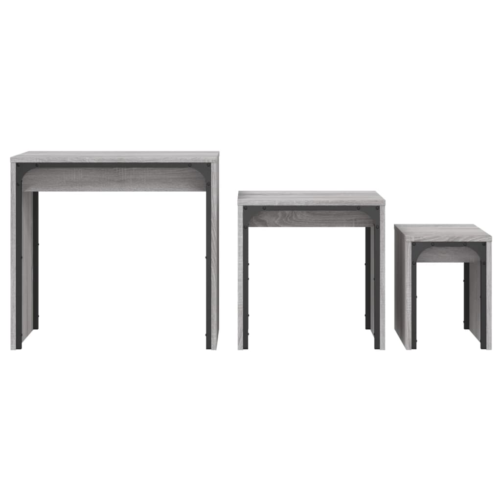 Tables basses gigognes 3 pcs sonoma gris bois d'ingénierie - XIOS
