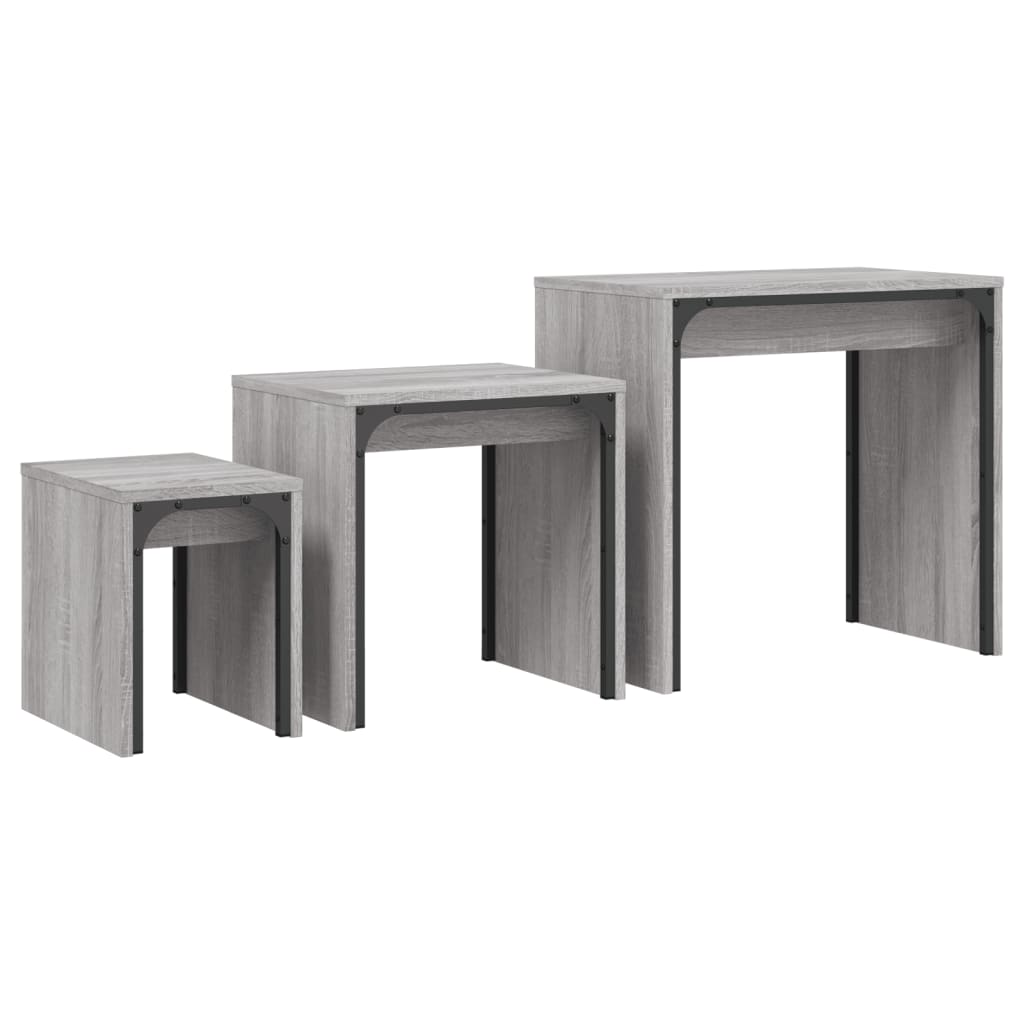Tables basses gigognes 3 pcs sonoma gris bois d'ingénierie - XIOS