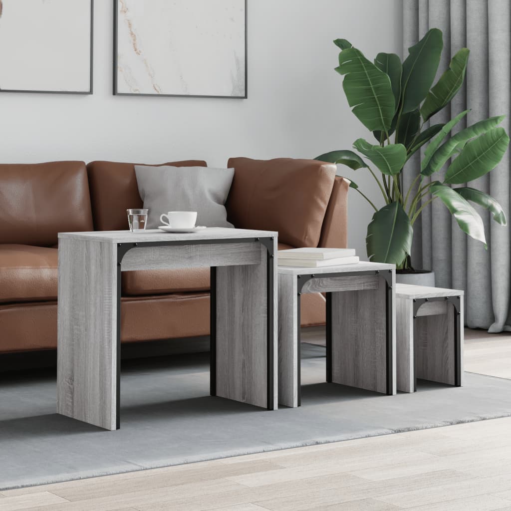 Tables basses gigognes 3 pcs sonoma gris bois d'ingénierie - XIOS