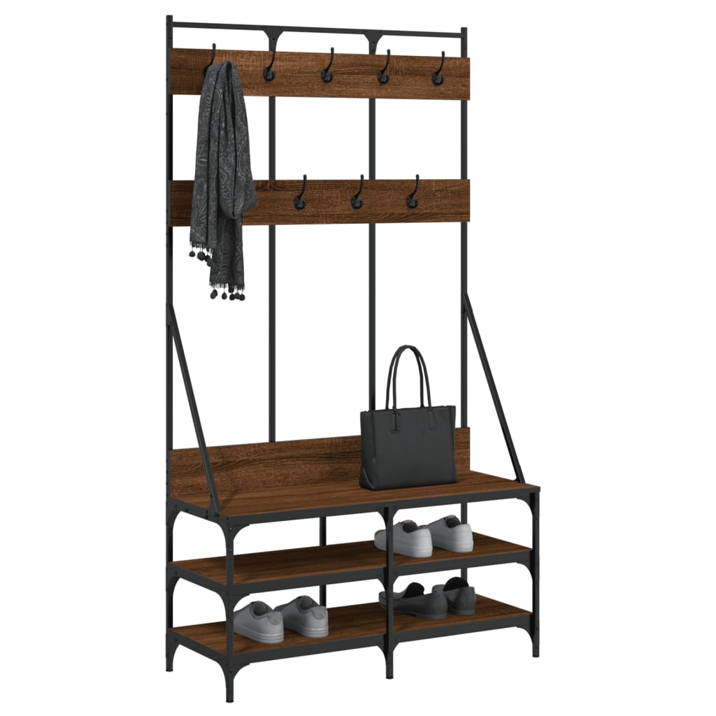 Porte-vêtements et rangement des chaussures chêne marron - XIOS