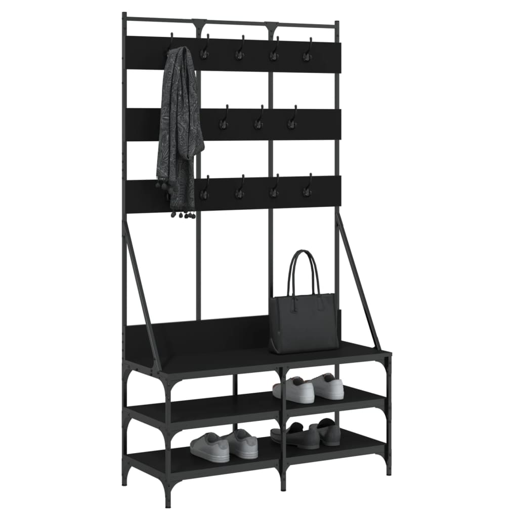 Porte-vêtements et rangement des chaussures noir 100x40x184 cm - XIOS