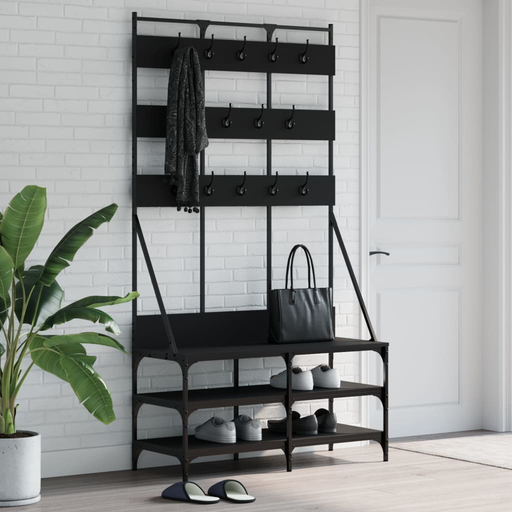 Porte-vêtements et rangement des chaussures noir 100x40x184 cm - XIOS