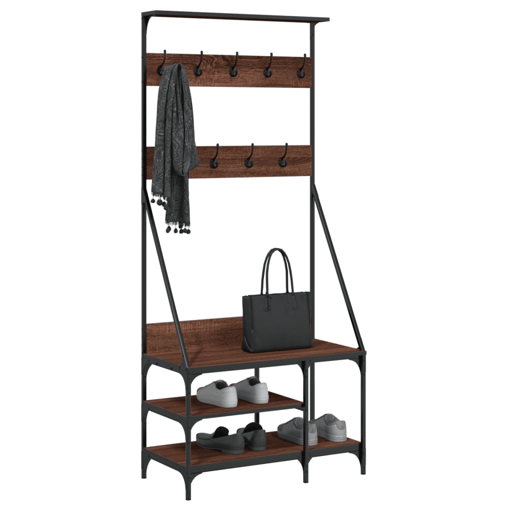 Porte-vêtements et rangement des chaussures chêne marron - XIOS