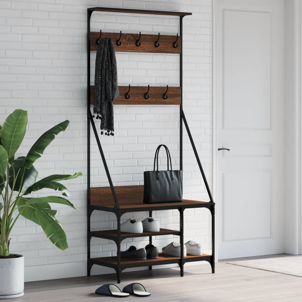 Porte-vêtements et rangement des chaussures chêne marron - XIOS