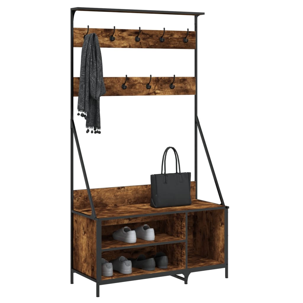 Porte-vêtements et rangement des chaussures chêne fumé - XIOS