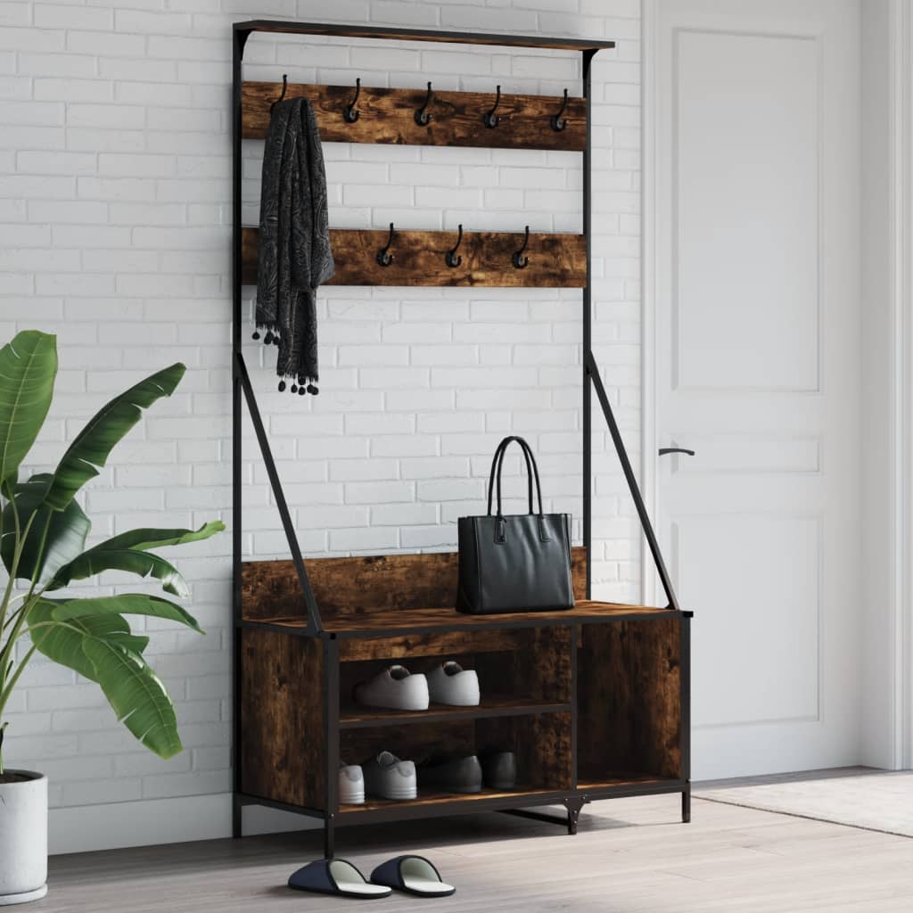 Porte-vêtements et rangement des chaussures chêne fumé - XIOS