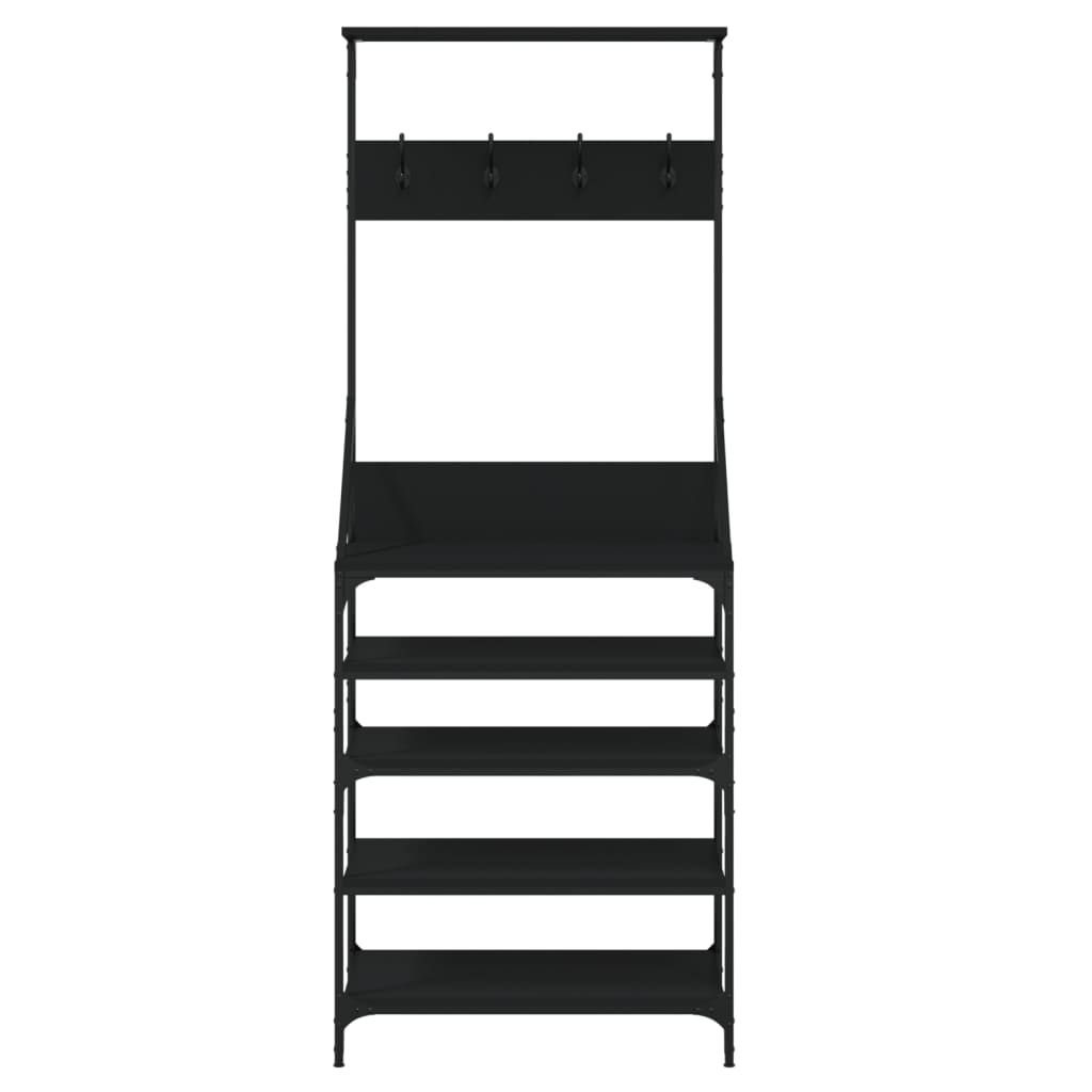 Porte-vêtements et rangement des chaussures noir 70x34x184 cm - XIOS