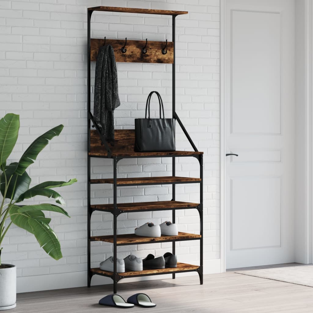 Porte-vêtements et rangement des chaussures chêne fumé - XIOS