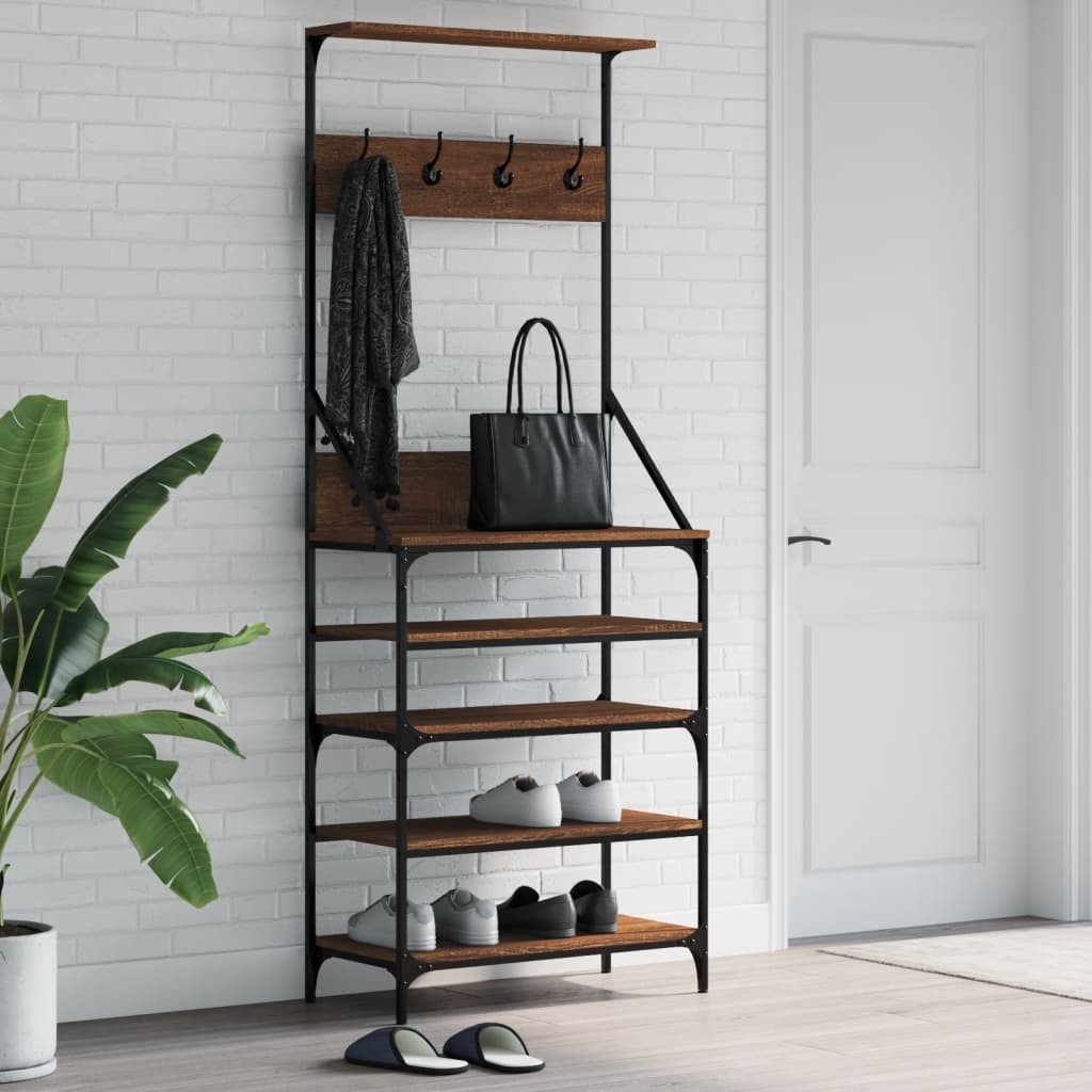 Porte-vêtements et rangement des chaussures chêne marron - XIOS