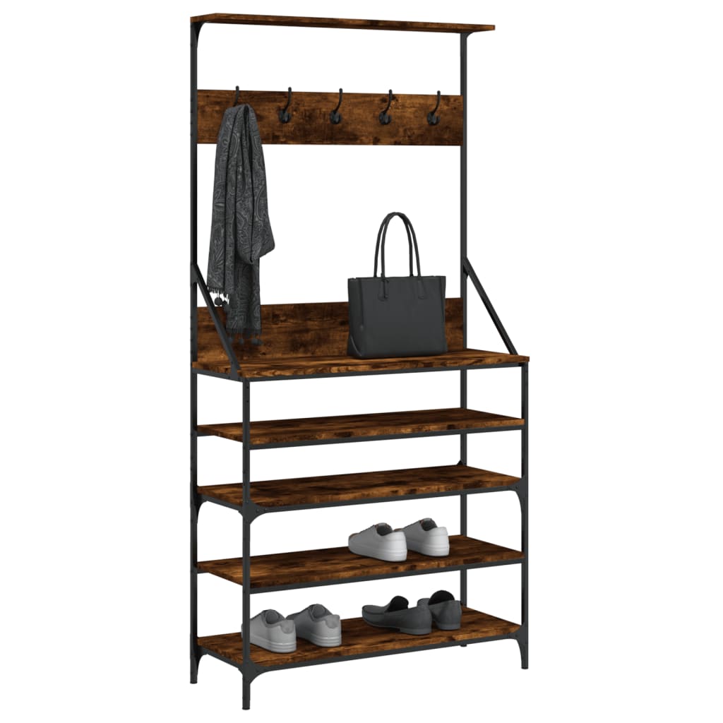 Porte-vêtements et rangement des chaussures chêne fumé - XIOS