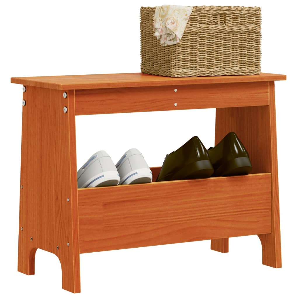 Banc d'entrée cire marron 60x28x45 cm bois de pin massif - XIOS