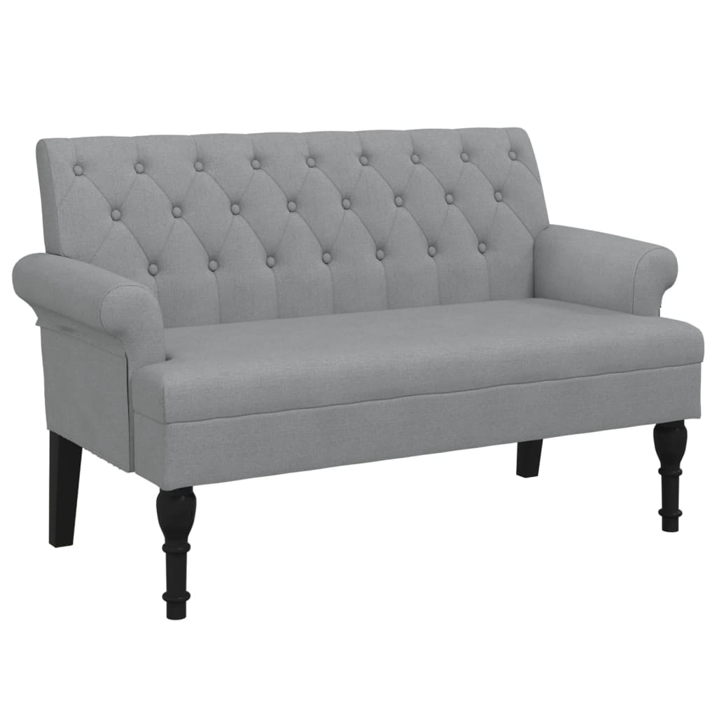 Banc avec dossier gris clair 120x62x75,5 cm tissu - XIOS