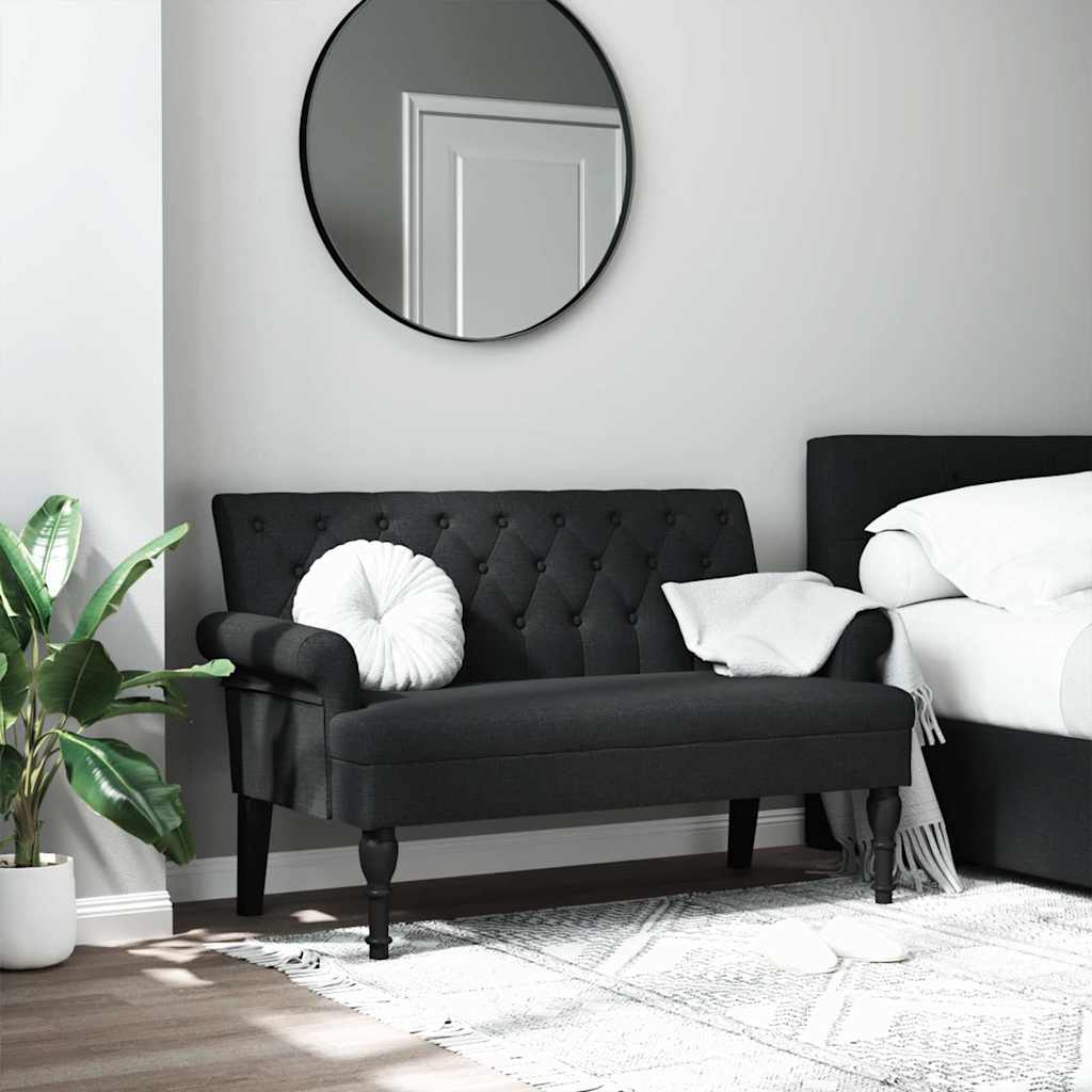 Banc avec dossier noir 120x62x75,5 cm tissu - XIOS