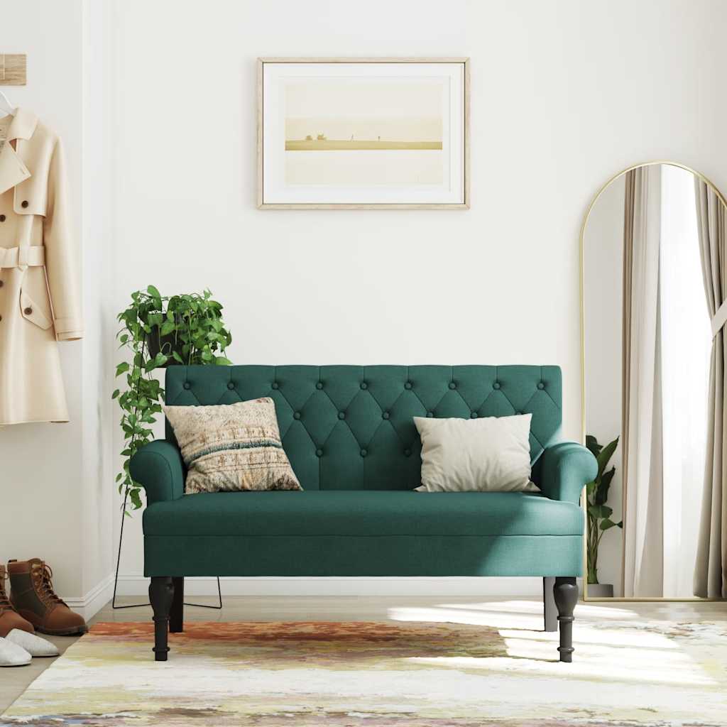 Banc avec dossier vert foncé 120x62x75,5 cm tissu - XIOS