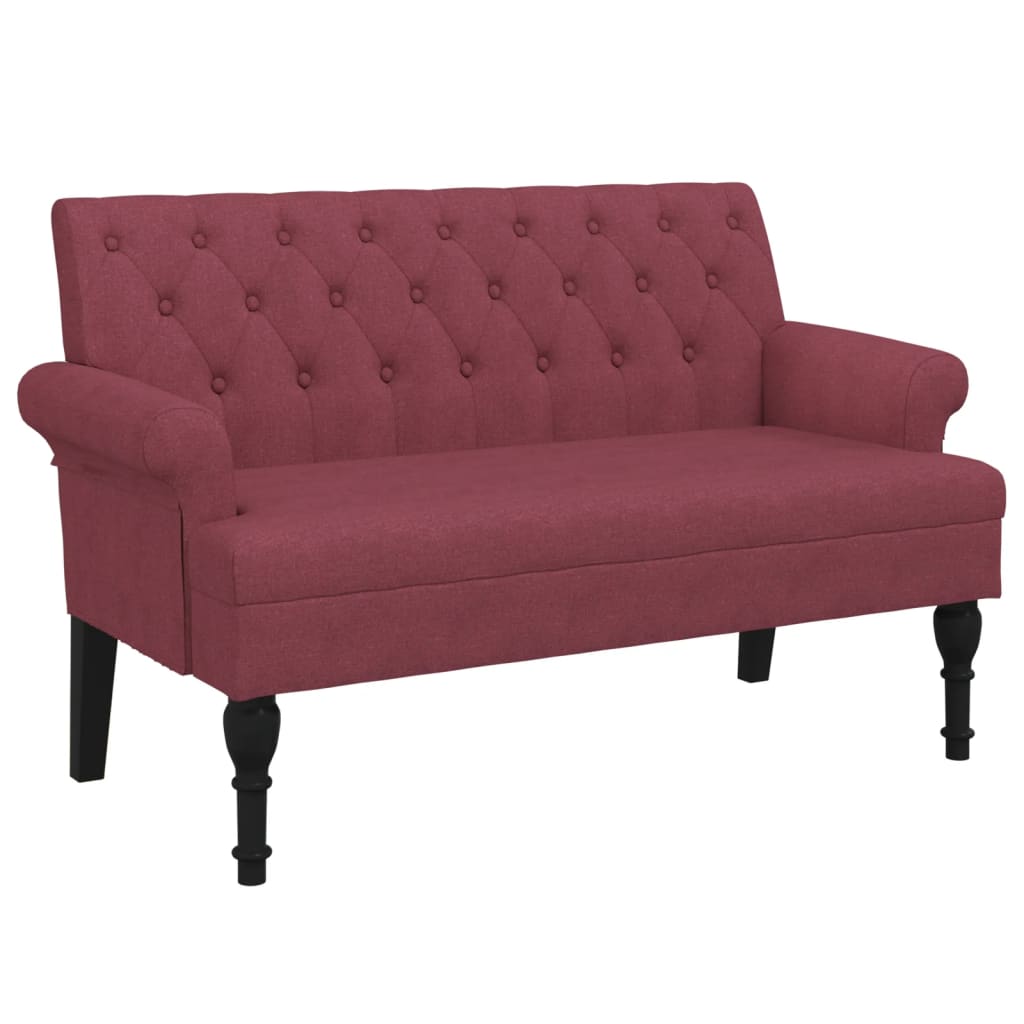 Banc avec dossier rouge bordeaux 120x62x75,5 cm tissu - XIOS