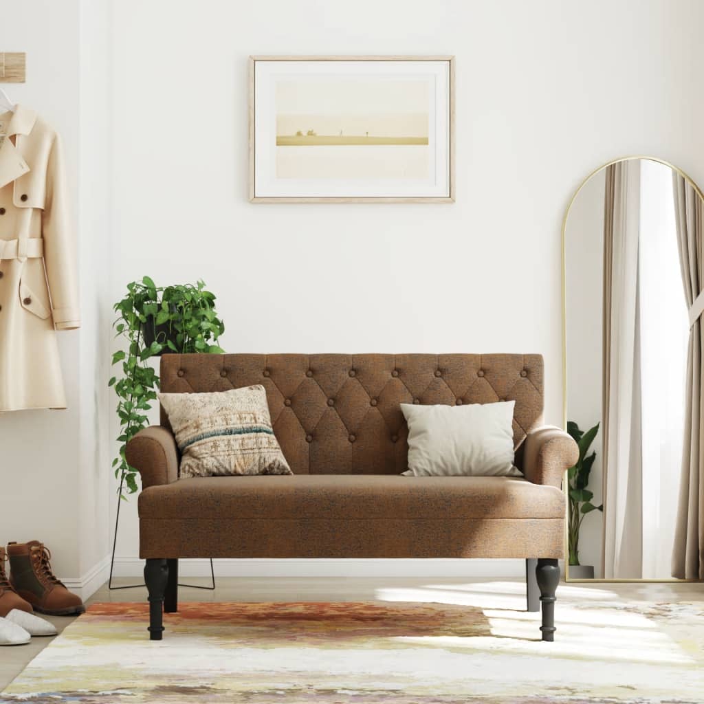 Banc avec dossier marron 120x62x75,5 cm similicuir daim - XIOS