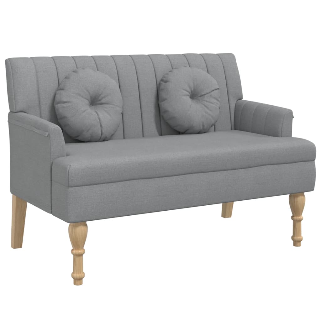 Banc avec coussins gris clair 113x64,5x75,5 cm tissu - XIOS
