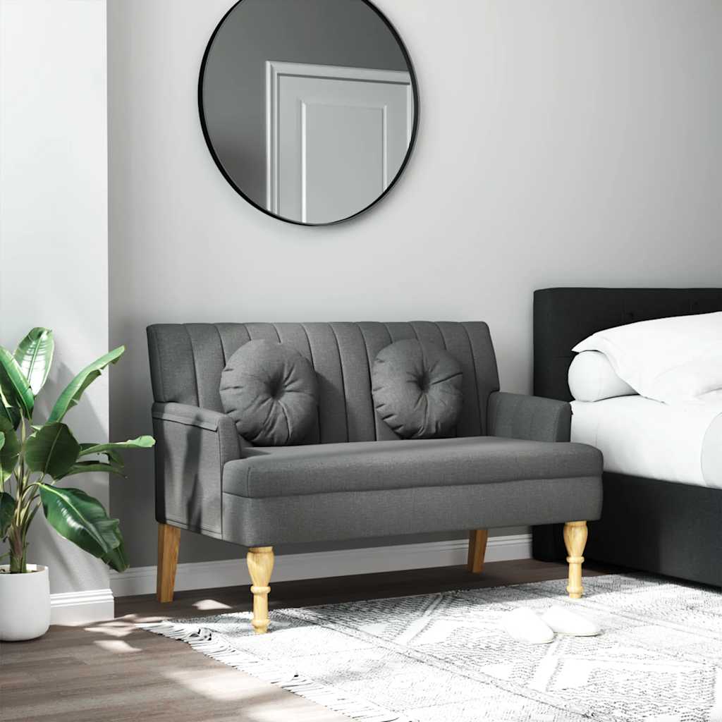 Banc avec coussins gris foncé 113x64,5x75,5 cm tissu - XIOS