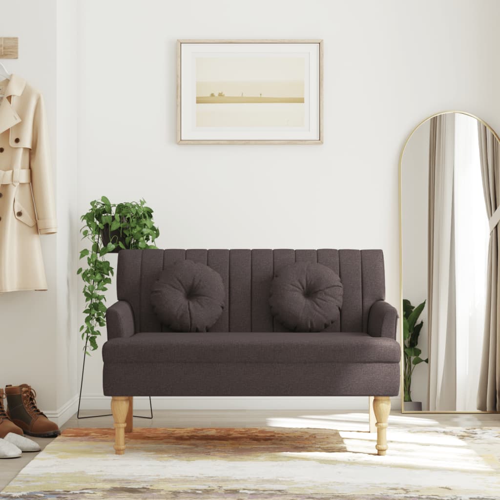 Banc avec coussins marron foncé 113x64,5x75,5 cm tissu - XIOS