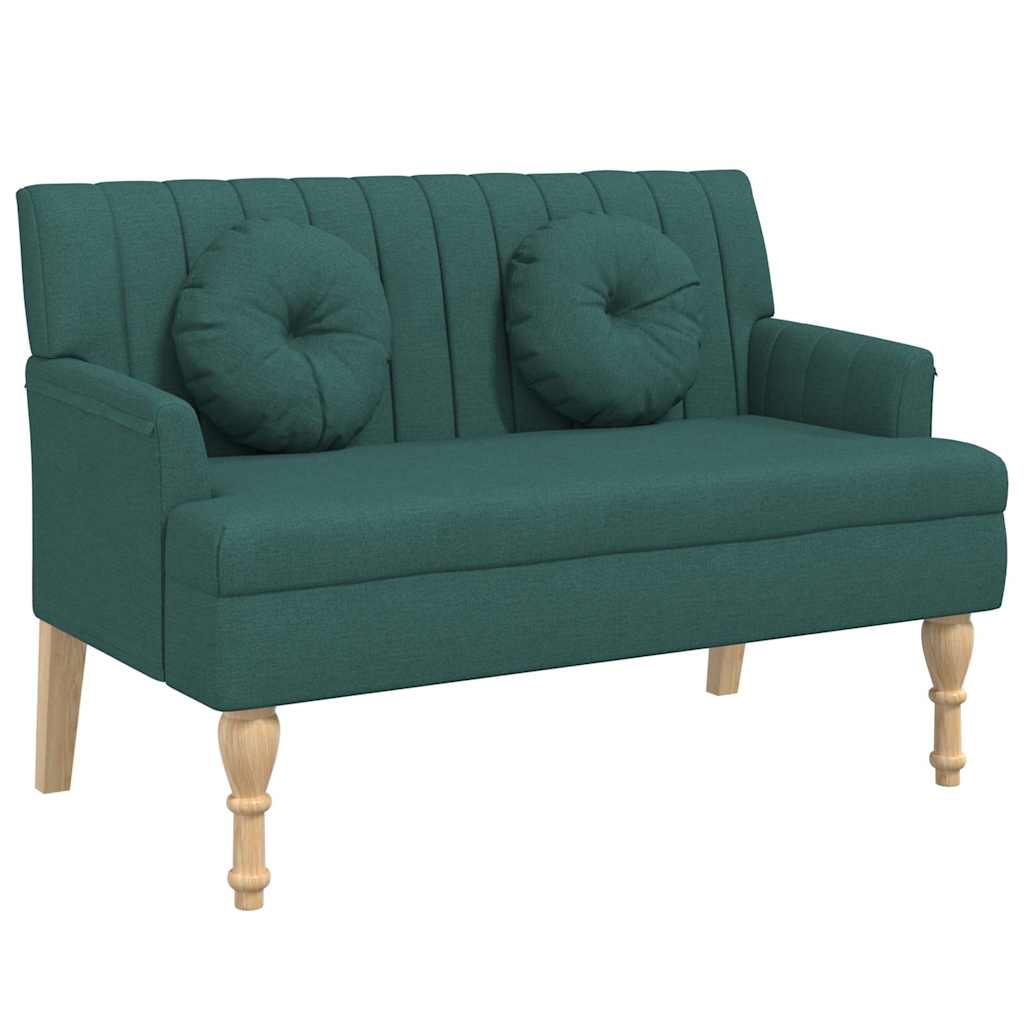 Banc avec coussins vert foncé 113x64,5x75,5 cm tissu - XIOS