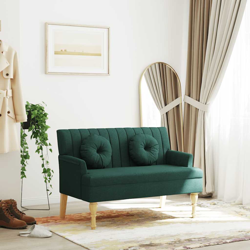 Banc avec coussins vert foncé 113x64,5x75,5 cm tissu - XIOS