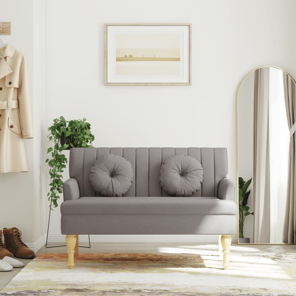Banc avec coussins taupe 113x64,5x75,5 cm tissu - XIOS