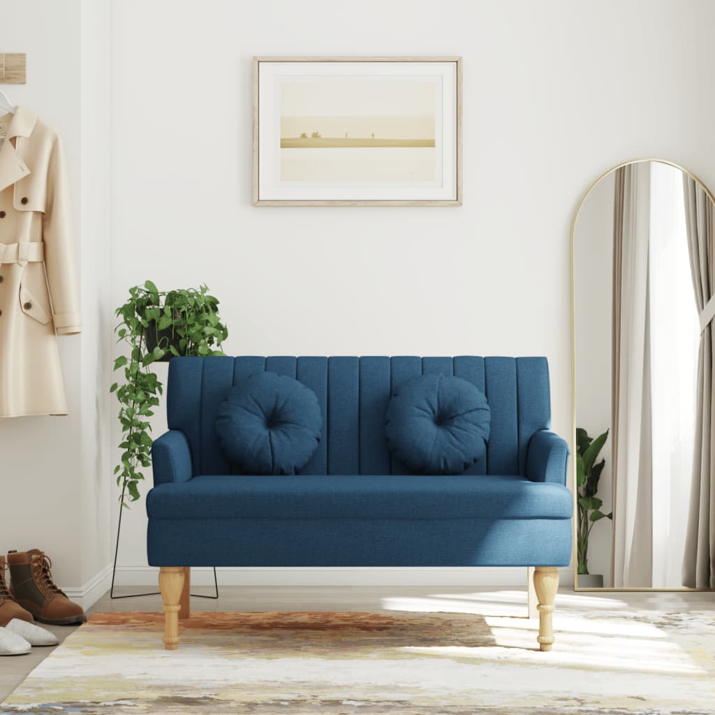 Banc avec coussins bleu 113x64,5x75,5 cm tissu - XIOS