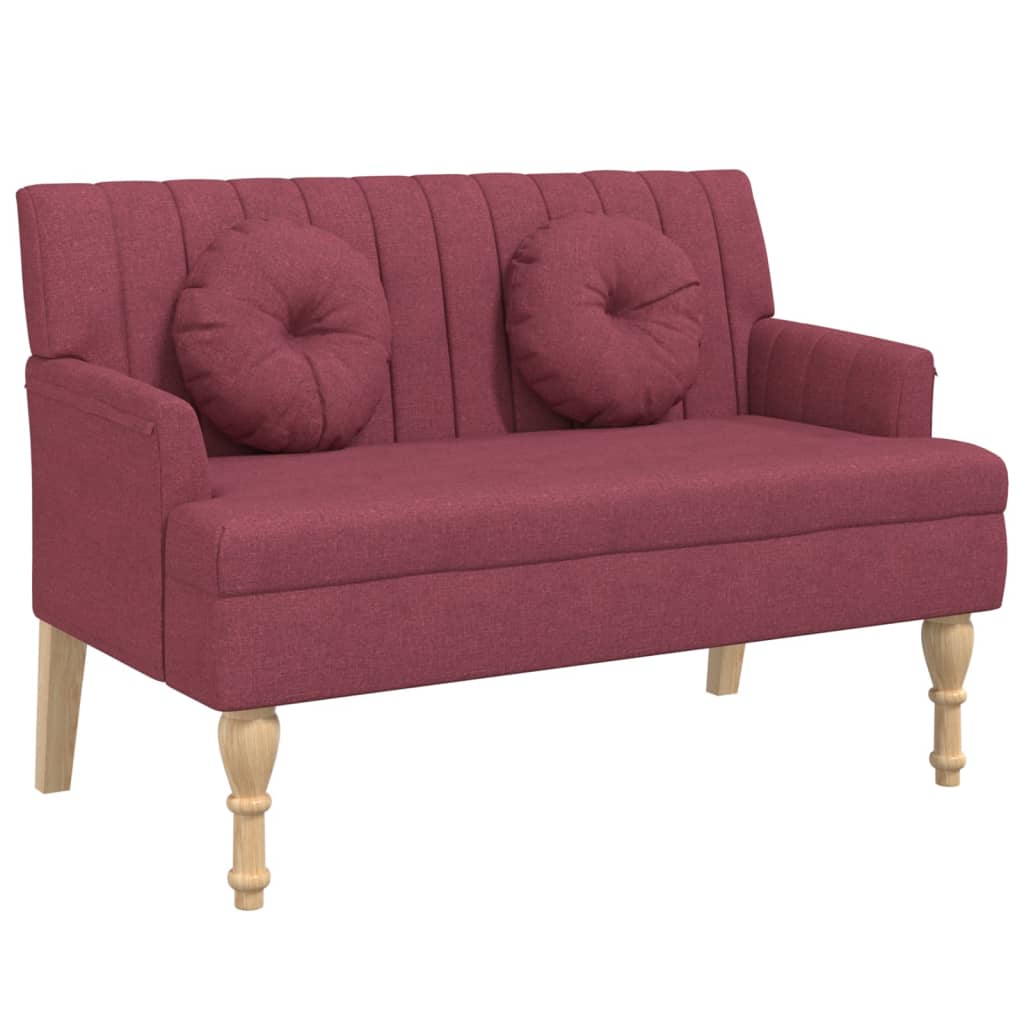 Banc avec coussins rouge bordeaux 113x64,5x75,5 cm tissu - XIOS