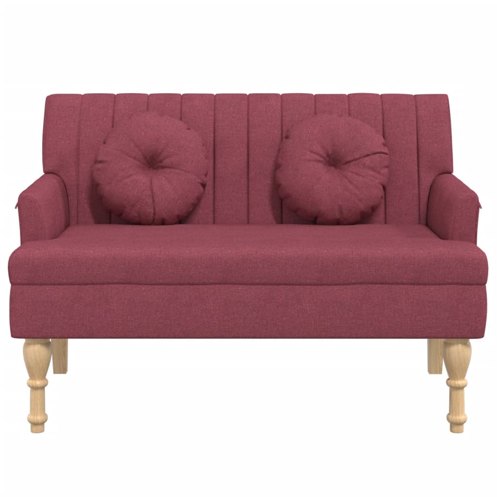 Banc avec coussins rouge bordeaux 113x64,5x75,5 cm tissu - XIOS