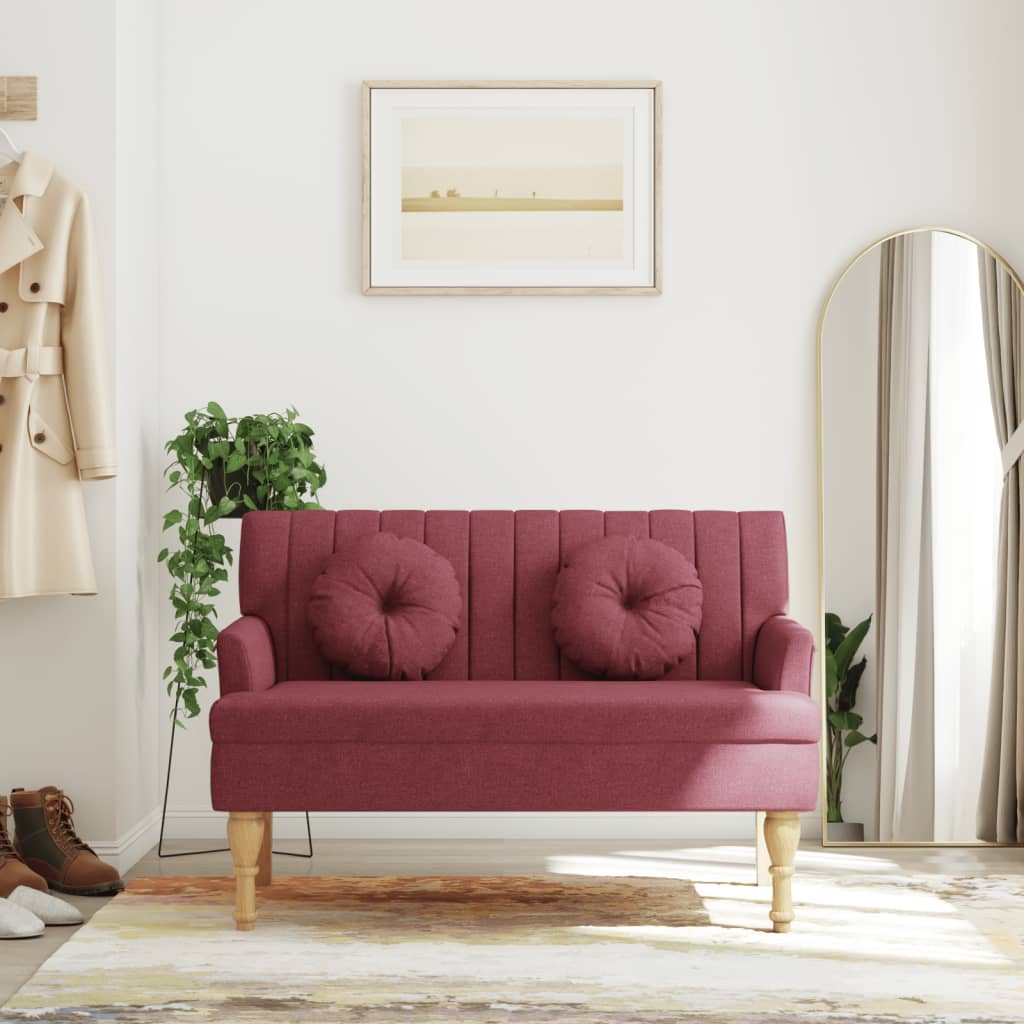 Banc avec coussins rouge bordeaux 113x64,5x75,5 cm tissu - XIOS