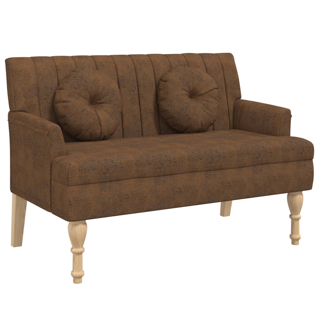 Banc avec coussins marron 113x64,5x75,5 cm similicuir daim - XIOS