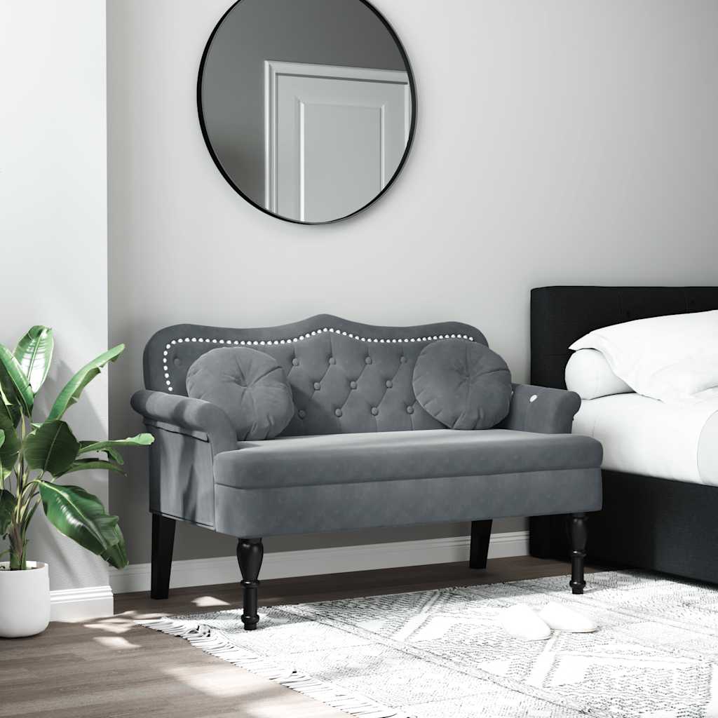 Banc avec coussins gris foncé 120,5x65x75 cm velours - XIOS