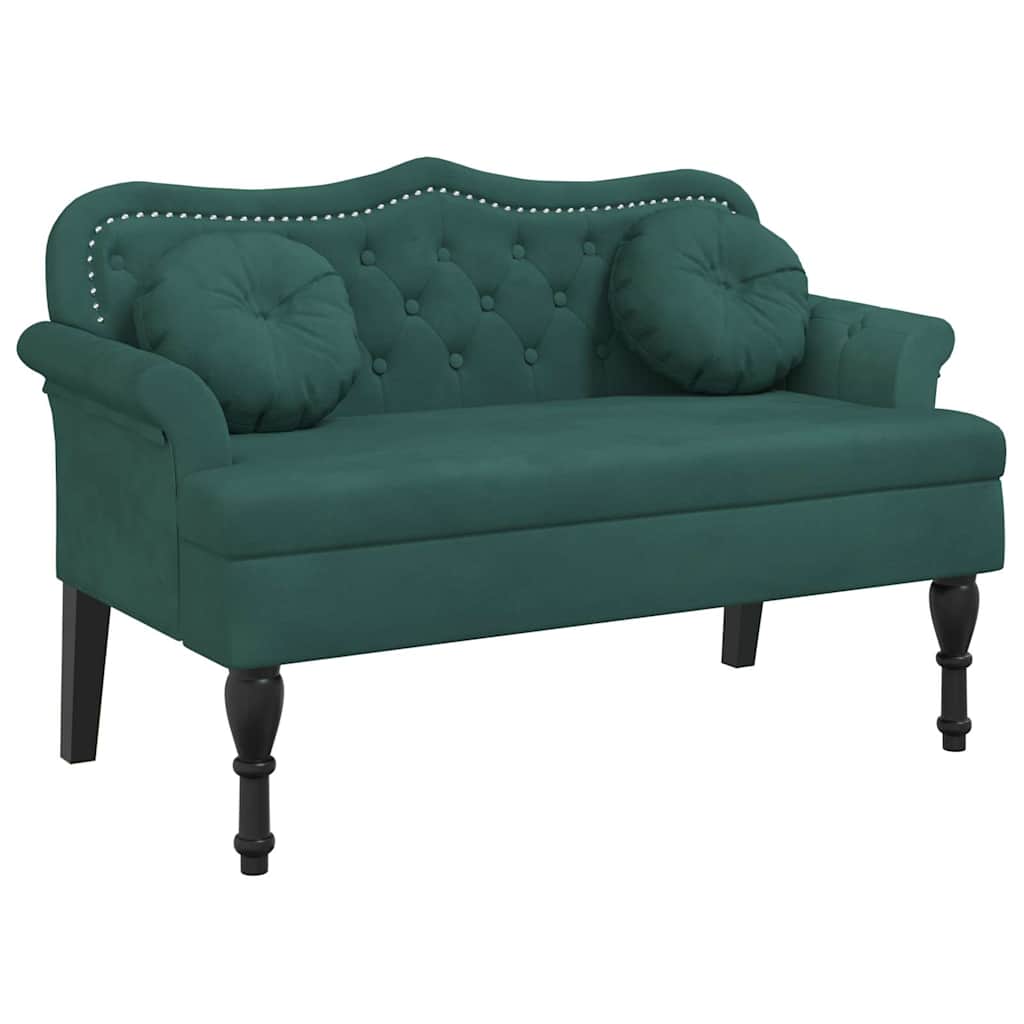 Banc avec coussins vert foncé 120,5x65x75 cm velours - XIOS