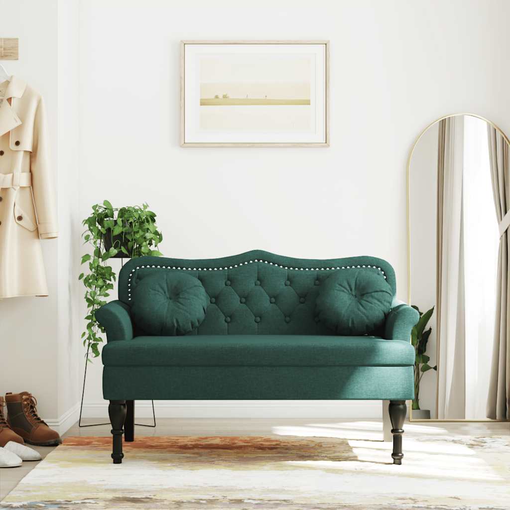 Banc avec coussins vert foncé 120,5x65x75 cm velours - XIOS