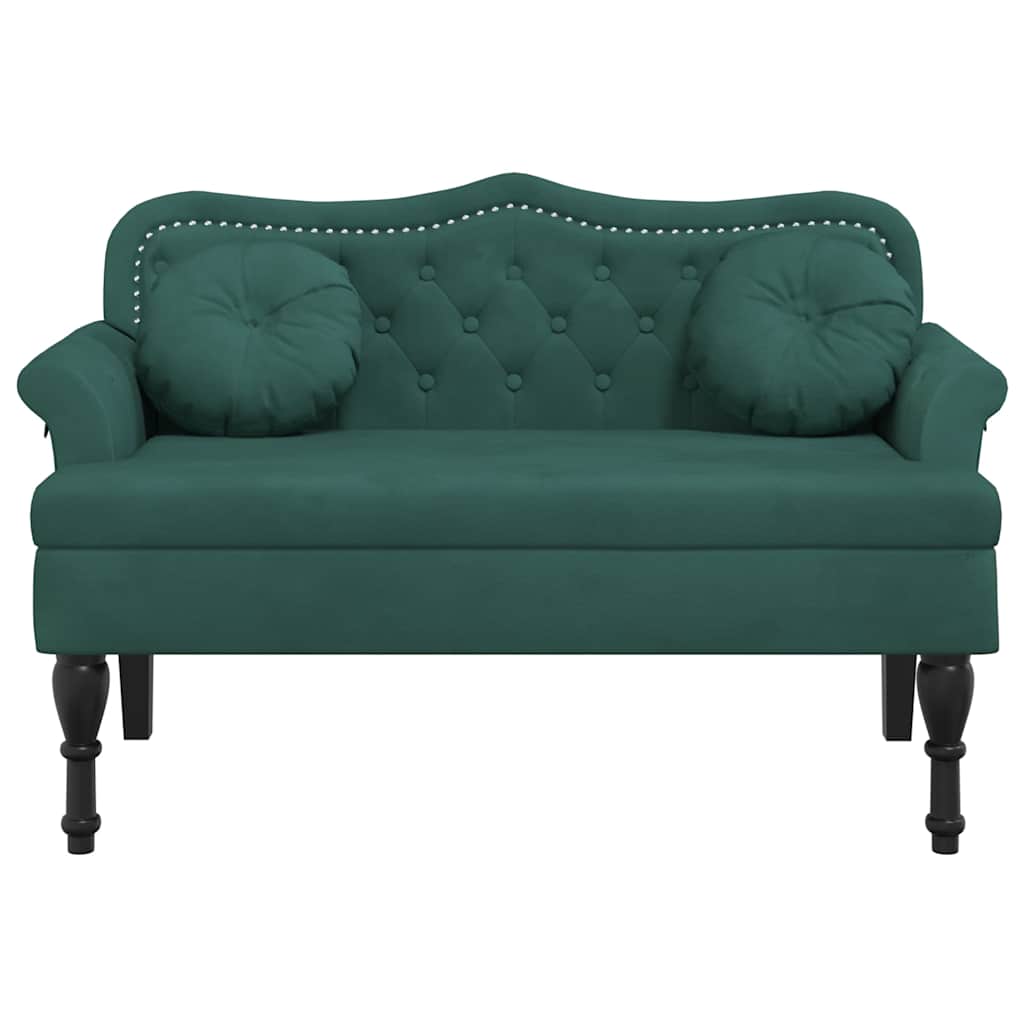 Banc avec coussins vert foncé 120,5x65x75 cm velours - XIOS