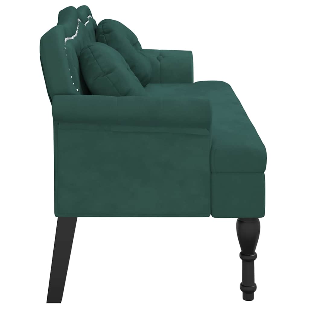 Banc avec coussins vert foncé 120,5x65x75 cm velours - XIOS