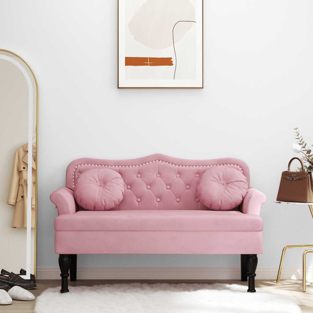 Banc avec coussins rose 120,5x65x75 cm velours - XIOS