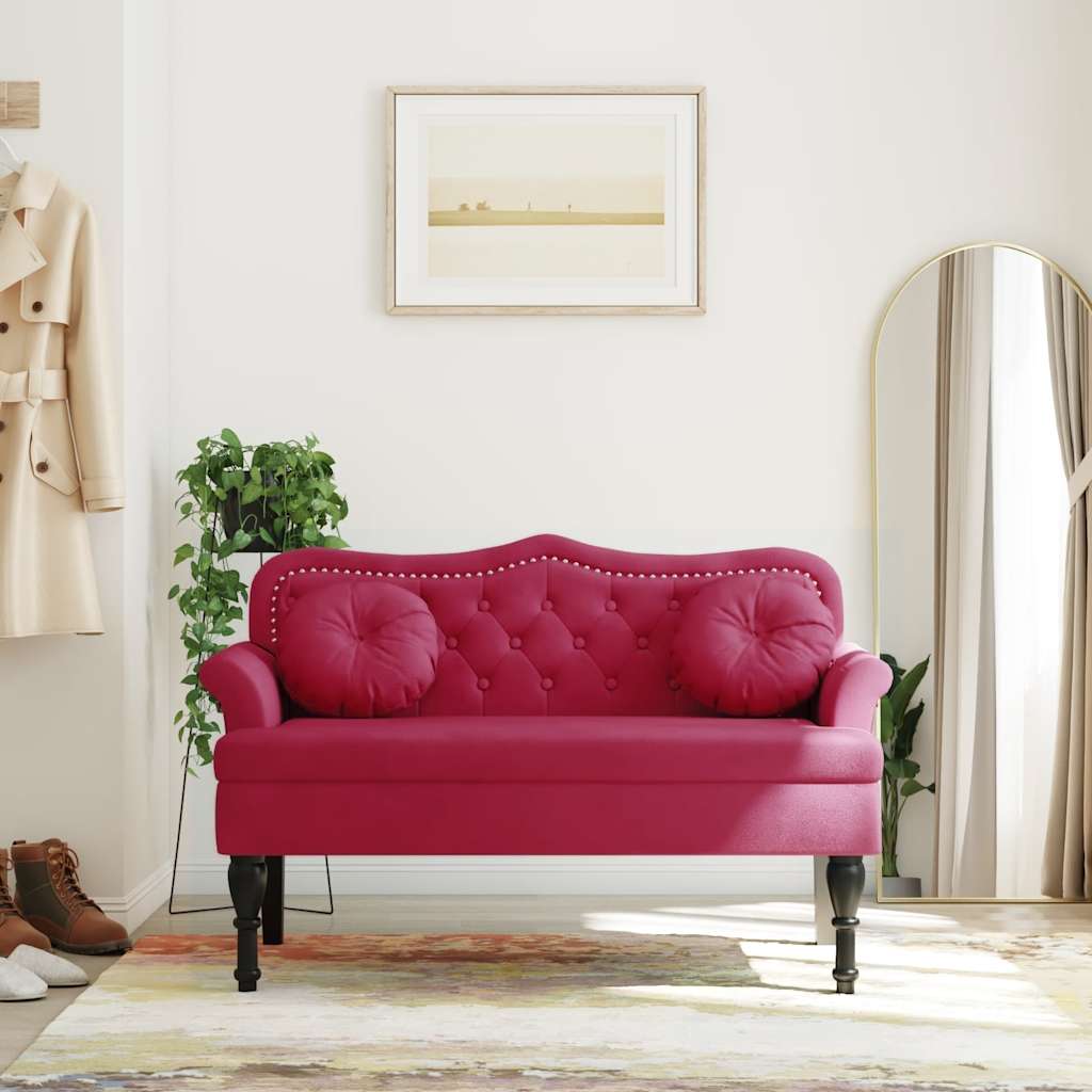 Banc avec coussins bordeaux 120,5x65x75 cm velours - XIOS